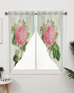 Curtain Flower Rose Striped Background Window Treatments Curtains For Living Room Bedroom Home Decor Triangular