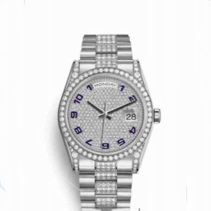 Fall med Diamond Watch Mens Automatiska mekaniska klockor 36mm Sapphire Women Wristwatch Montre de Luxe