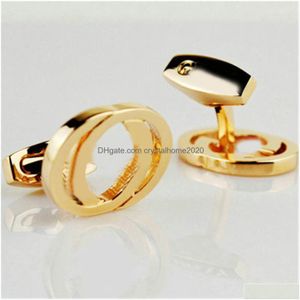 Abotoaduras Luxo Designer Cuff Link Moda Jóias Homens Letras Clássicas Links Camisa Acessórios Presentes de Casamento Abotoaduras Gota Entrega Dhaxu