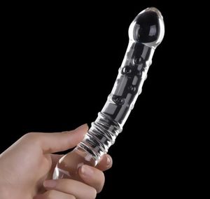 Dildo di vetro artificiale pene grande cazzo cristallo anale culo butt plug massaggio prostatico masturbarsi giocattolo del sesso per donne adulte Masturbatore9126896