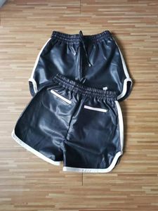 Kvinnors shorts 148742 Fashion Classic Trendy Luxury Designer Tyg av avslappnad kontrast Färg Elastisk midja äkta läder fårskinn C5