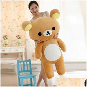 Мягкие плюшевые животные 80 см San-X Rilakkuma Relax Bear, милые игрушки, милая мягкая подушка, игрушка-кукла, подарки для детей, 2021 Q0727 Drop Deli Otlb2