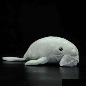 Stuffed Plush Animals Cute Dugong Dugon Soft Toys Manatee Doll Simation Cuddly Lifelike Dudongidae Ocean Model Kids Gift 36Cm Q072 Oto2A