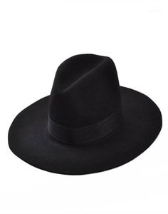 Klassisk 100 Wool Fedora Hat Stora Brim Ribbon Hats för kvinnor Män Floppy Top Hat17171823
