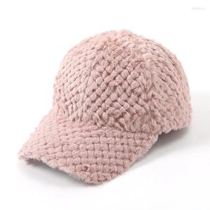 Visors 1PC Casual Women Plush Solid Color Keep Warm Thicken Baseball Cap Comfortable Simple Fluffy Versatile