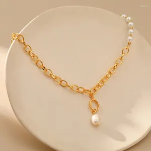 Pendant Necklaces CCGOOD Pearl Pendamt Necklace Gold Plated 18 K Chain Statement Jewelry High Quality Chunky For Women