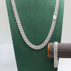 necklace moissanite chain Paston Mossanite Jewelry Wholesale 925 Silver Iced Out Hip Hop Moissanite 14mm Width Cuban Chain Ready To Ship
