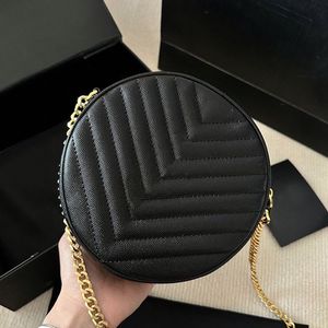 Tasarımcılar Crossbody Bag Luxurys Kadınlar Siyah Lychee Desen Omuz Çantası Metal Mektup Tote Çanta Havyar Deri Argyle Platin Zincir Yuvarlak Çanta