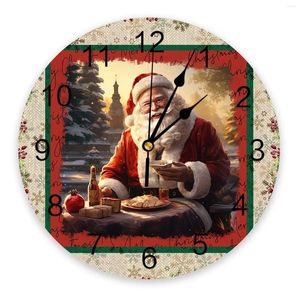 Wall Clocks Christmas Santa Claus Snowflakes Round Clock Modern Design Kitchen Hanging Watch Home Decor Silent