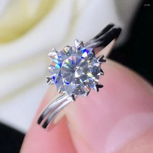 Pierścienie klastra 0,5/1/2ct 5,0-8,0 mm okrągłe cięcie VVS1 D Pierścionka ślubna MOISSANITE PLATINUM 950 FOR WOMEN BIAŁY ZŁOTA BINEGRY 118