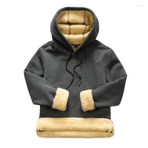 Felpe con cappuccio da uomo invernali in pile di agnello caldo con cappuccio foderato in lana spessa felpe termiche con cappuccio streetwear pullover giacca in velluto maschile