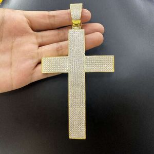 Hiphop Luxury Croce Ciondolo VVS Moissanite Diamond Gold Pendenti in argento di grandi dimensioni per uomo Collana