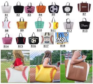 18Style Baseball Bags Tote Canvas Handväskor Softball Football Shoulder Bagball Print Väskor Cotton Sports Tote Soccer Handväska 5643830