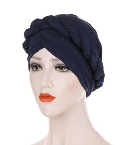 BeanieSkull Caps Women039s Cura dei capelli Maglia islamica Testa Sciarpa Seta del latte Musulmano Hijab Perline Treccia Avvolgente Elasticizzato Turbante Cappello Chem1476437