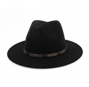 Unisex yün keçe şapka caz fedora şapkaları yılan tahıl dekorasyon moda homburg şapkası düz panama resmi kapak trilby chapeau5572634