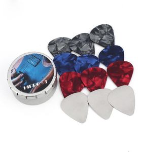 Naomi 12pcs Guitar Pick W metalowy pudełko magazynowe gitara elektryczna wybiera akcesoria części gitary3429189