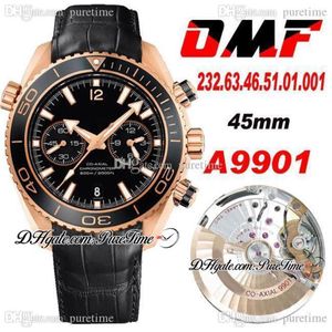 Omf Cal A9901 Automatisk kronograf Mens Watch Rose Gold Black Polished Bezel and Dial 232 63 46 51 01 001 Super Edition Black Bal30M