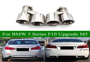 BMW 5シリーズF10 F18 520 525用のペアHスタイルチタンブラックエキゾーストパイプM5ステンレススチールカーマフラ​​ーテールチップ6969685