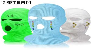 BeanieSkull Caps Модная лыжная маска Балаклава с 3 отверстиями Вязаная шапка Вязаная крышка для лица Зимняя Балаклава Полнолицевая маска для зимы на открытом воздухе7371322