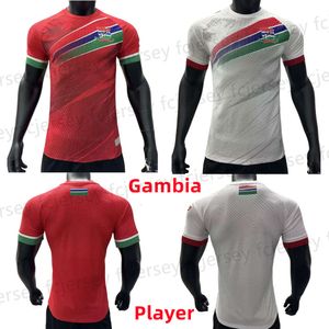 23 24 Soccer Jerseys Gambia Home Away Player Version Football Shirt Red White 2023 2024 Outdoor Sports Kit Uniforms Maillot de Foot Kits Camiseta Futbol