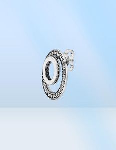 100 925 Sterling Silver Logo Circle Stud Earrings Pave Cubic Zirconia Fashion Women Wedding Engagement Jewelry Accessories2675420