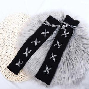 Frauen Socken Schutz Herbst Cosplay Kostüm Zubehör Plaid Mädchen JK Strumpfwaren Gestrickte Fuß Abdeckung Wolle