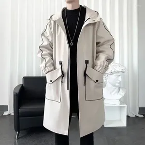 Herrgravrockar Long Coat Autumn Winter Hooded Korean version av Loose Shaped Cape Super Cool Ful Ful
