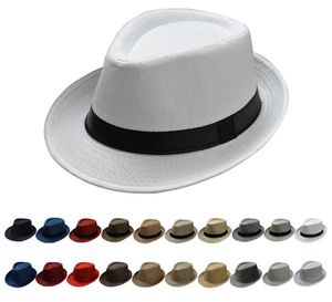 Summer Fedora Hat For Men Fashionable Elegant Vintage Black Women White Red Brim 1920s Panama Top Jazz Beach Unisex Classic Cap3866310