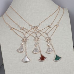 Nuova gonna in argento sterling 925 con madreperla e agata, ciondolo in cinque pezzi, collana da donna, marchio di moda, gioielli di lusso per feste top