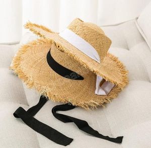 Chapeau de paille en raphia surdimensionné pour femmes, chapeau de plage d'été, Protection UV, chapeaux de soleil, chapeau de plaisancier souple, gorro8243145