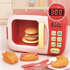 キッチンは食べ物の子供キッチンおもちゃのふりをするシミュレーションミニ電子レンジカットロールゲーム教育玩具231211