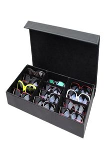 HUNYOO 12 GRID SUNGLASSER STORAGE Box Organisator Glasögon Display Case Stand Holder Eyewear Gelgasses Box Solglasögon Case C01168489962