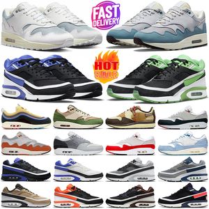 Max 1 87 BW Running Shoes Men Women 1s 87s Designer Sneakers Sean Wotherspoon Patta White Black Noise Aqua Treeline Persian Violet Mens Womens Outdoor Sports Trainers