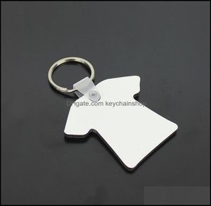 Keychains Acessórios de moda de 100pcs Diy MDF Double Blank Tshirt Chain Chain Sublimation Wood Ring para transferência de pressão Je6981651