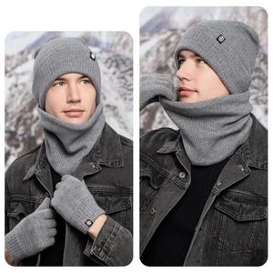 Basker Solid Color Hat Winter Scarf-handskar Sätt varmt elastiskt antislipskydd för nackhuvudets händer Mysig vindtät utomhuscykling