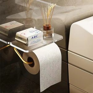 Toalettpappershållare toalettpappershållare akryl och aluminiumlegering material europeisk kunglig vattentät handdukspappershållare badrumstillbehör 231212