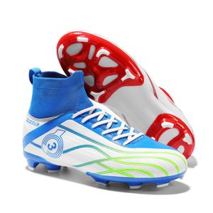 Outdoor High Top Football Boots AG TF Women Men Soccer Shoes Cleats Youth Professional Training Shoes Blue Black Red Colors