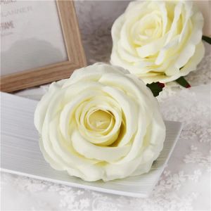 20pcs/opp bag 12CM Artificial Rose Flower Heads Silk Decorative Flower Party Decoration Wedding Wall Flower Bouquet White Artificial Roses Bouquet