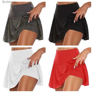Юбки 2023, летние женские спортивные фитнес-однотонные теннисные юбки для бега с подкладкой, короткая юбка для спортзала и йоги Fe, спортивная одежда S-5XLL231212