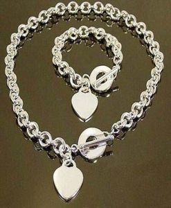 Whole Retail lowest Christmas gift 925 silver love NecklaceBracelet set S765635569