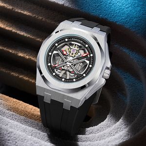 Мужские вадеры Hollow Automatic Mechanical Lowow в темноте водонепроницаемые часы