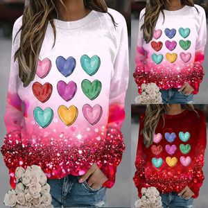 Women's Sweaters Valentine's Day Round Neck Sweater Ladies Sweatshirt Long Sleeve Pullover