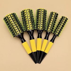 Spazzoli per capelli 6 taglie da salone barbiere manico in legno brisote rotonde pettine pennello professionale per capelli.