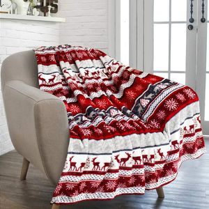 Blankets Christmas Reindeer Snowflakes Blanket Fleece Plush Throw Blankets Soft Cozy Warm Bedspread Shawl Bed Sofa Flannel Print 231211