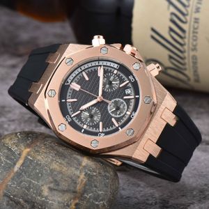 Men's Watch A P Business Fashion Six Hands Full Function Running Second Quartz Watch, 42mm Men's Elite Cool Color Classic Resin Strap