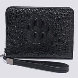 New Men Long wallets real leather crocodile grain hard shell 20cm Length Business casual Cluth wallets multi-slots single zipper294Z