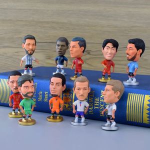 豪華な人形6.5cmサッカースターフィギュアミニフットボールプレーヤーカー装飾品コレクション人形スポーツアクションフィギュアお土産おもちゃファンギフト231212