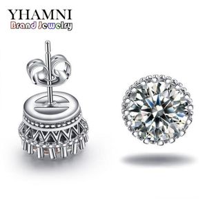Yhamni New Arrima Sell Super Shiny Diamond 925 Sterling Silver Ladies Stud Crown Earrings Jewelry Whole E1002571577