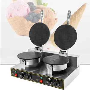 Bread Makers Commercial Double Head Ice Cream Cone Baker Machine Waffle Egg Roll Making 220v 1pc
