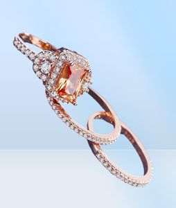 Klaster Pierścienie 2021 Luksusowy kolor Rose Gold Kolor Wedding Pierścionka dla kobiet dla kobiet z okazji prezentu Biżuteria Bague Femme homme ANEL3625506